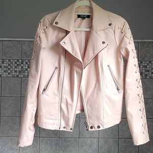 Pink Faux Leather Jacket